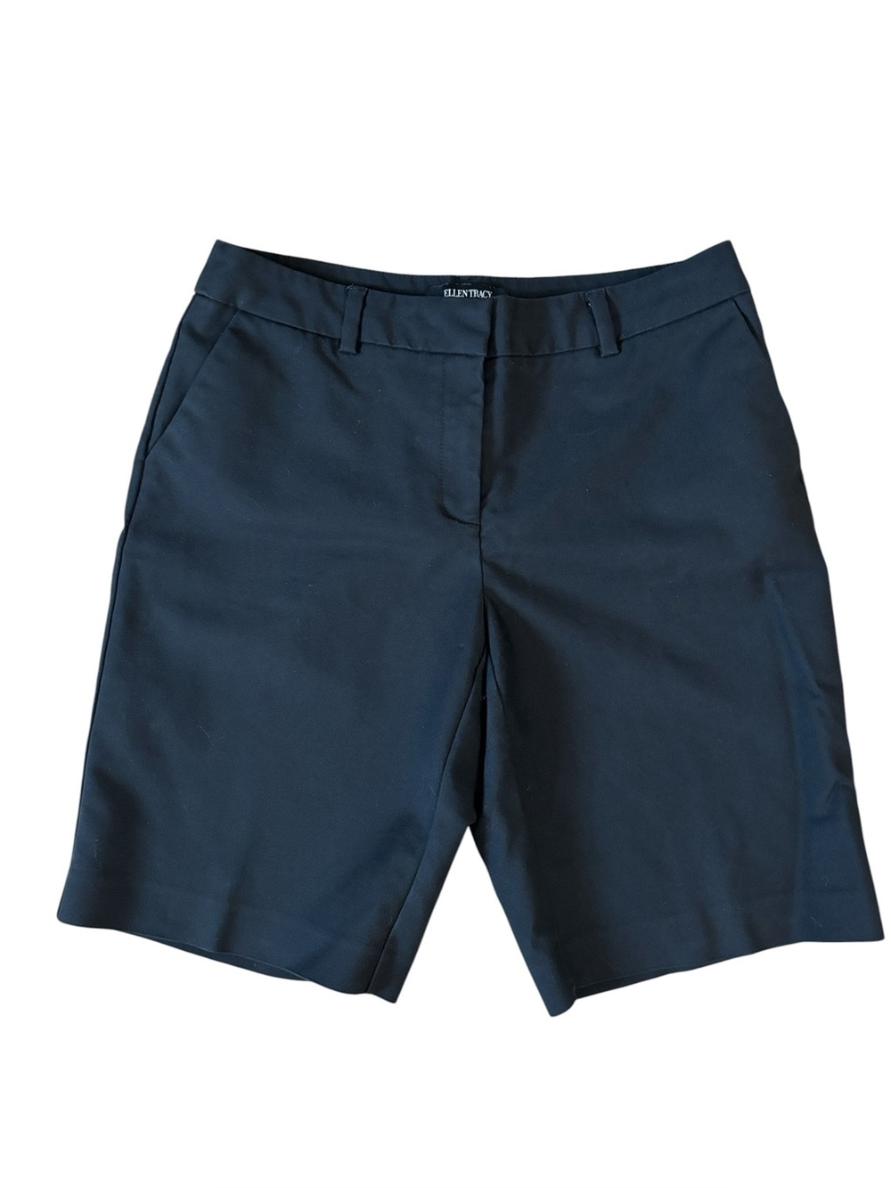 ELLEN TRACY Classic Black Flat Front Stretch Bermuda Shorts Size 8